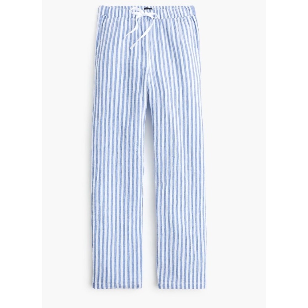 J.CREW Double-gauze Drawstring Pant 2 Blue White Stripe Preppy Nautical CT399
